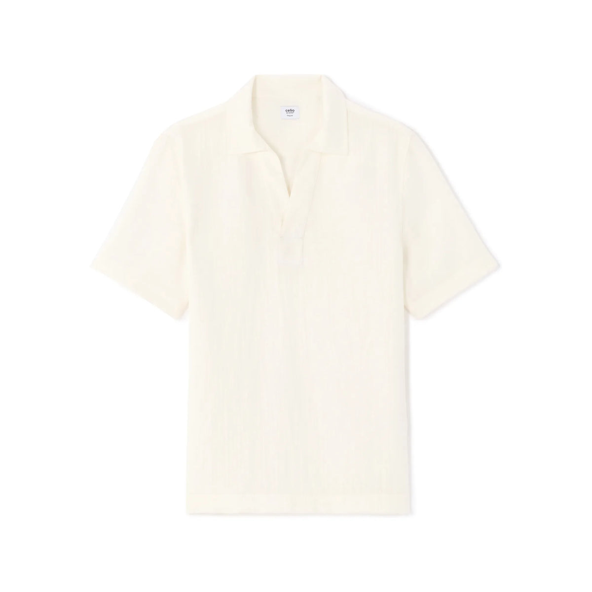 Short-Sleeved Regular Fit Textured Popover Shirt