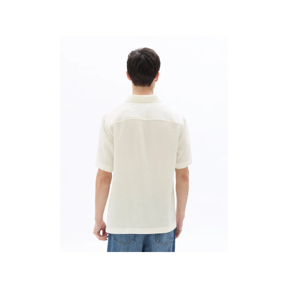 Short-Sleeved Regular Fit Textured Popover Shirt