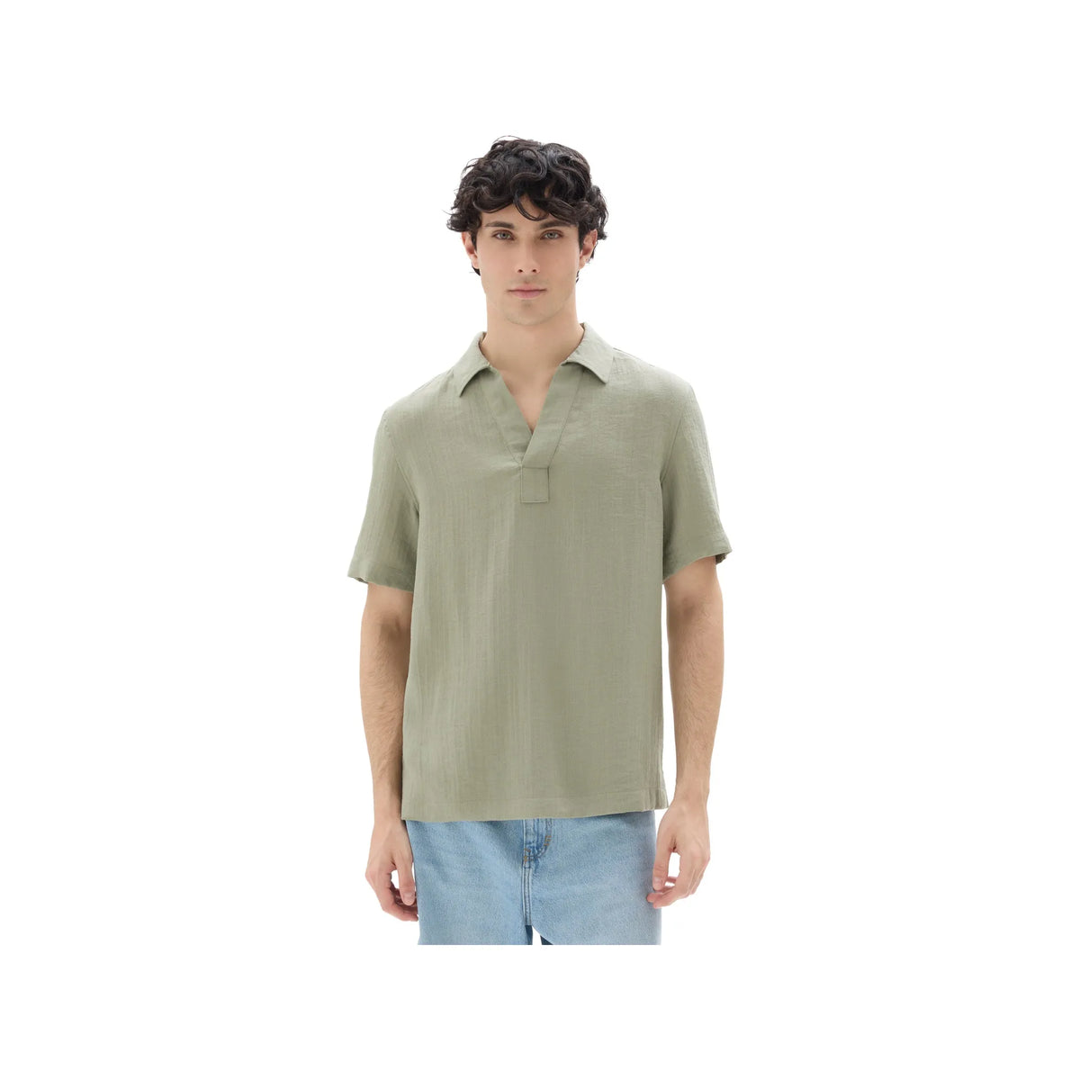Textured Regular Fit Short-Sleeved Tunic Shirt