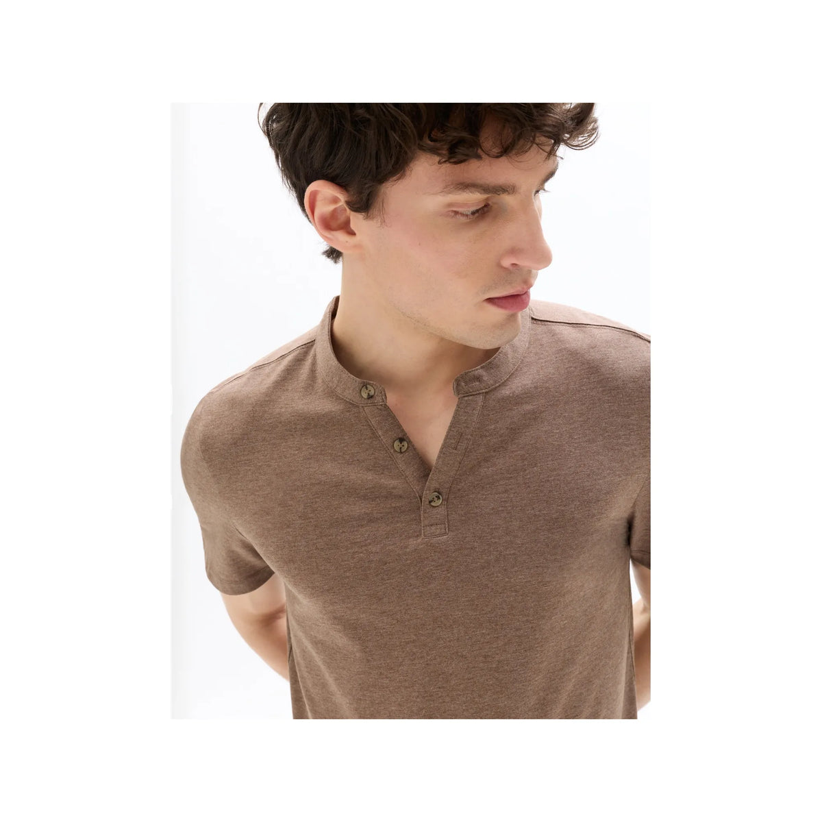 Regular Fit Henley T-Shirt, Cotton Blend