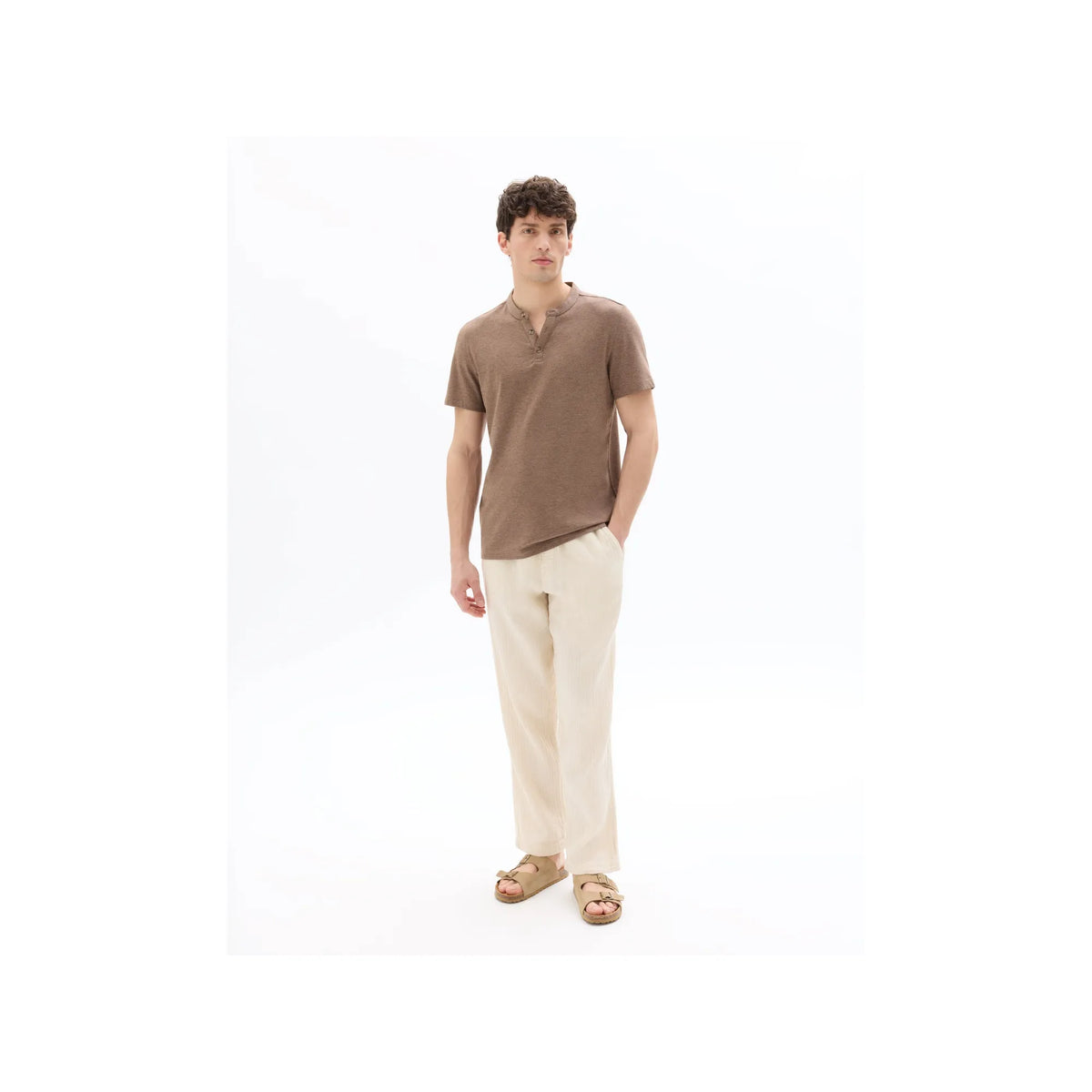 Regular Fit Henley T-Shirt, Cotton Blend