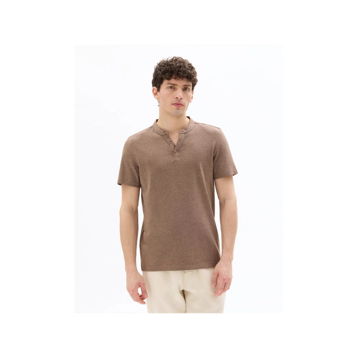 Regular Fit Henley T-Shirt, Cotton Blend