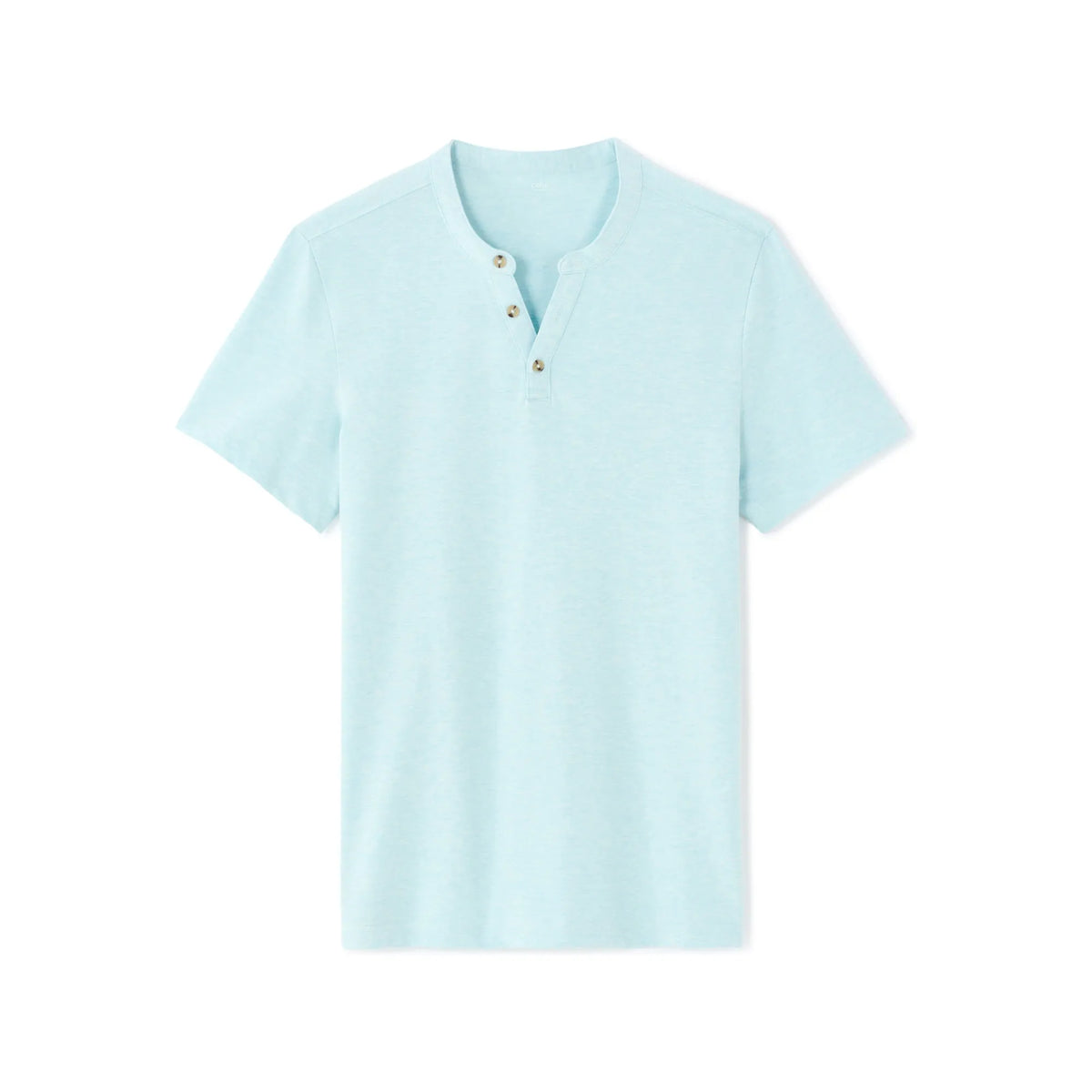 Regular Fit Henley T-Shirt<Br>Cotton Blend<Br>Light Blue