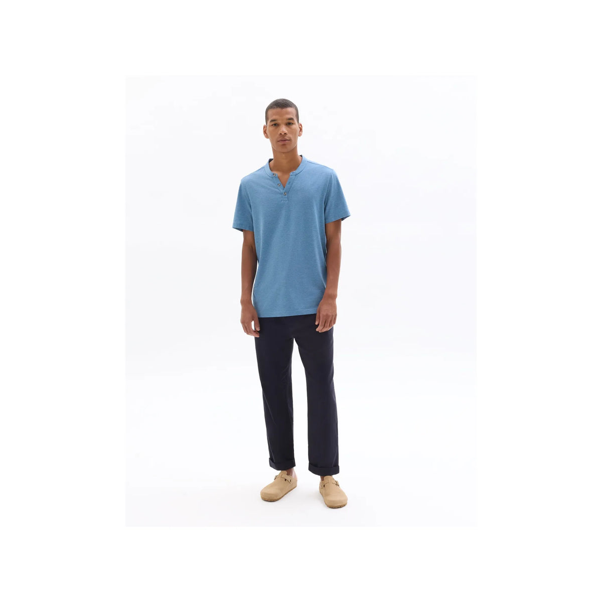 Regular Fit Henley T-Shirt, Cotton Blend