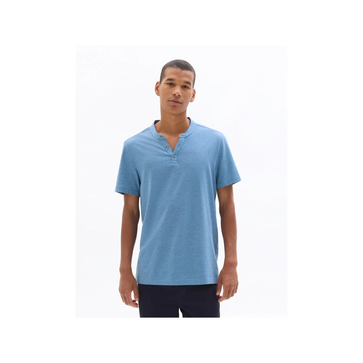 Regular Fit Henley T-Shirt, Cotton Blend