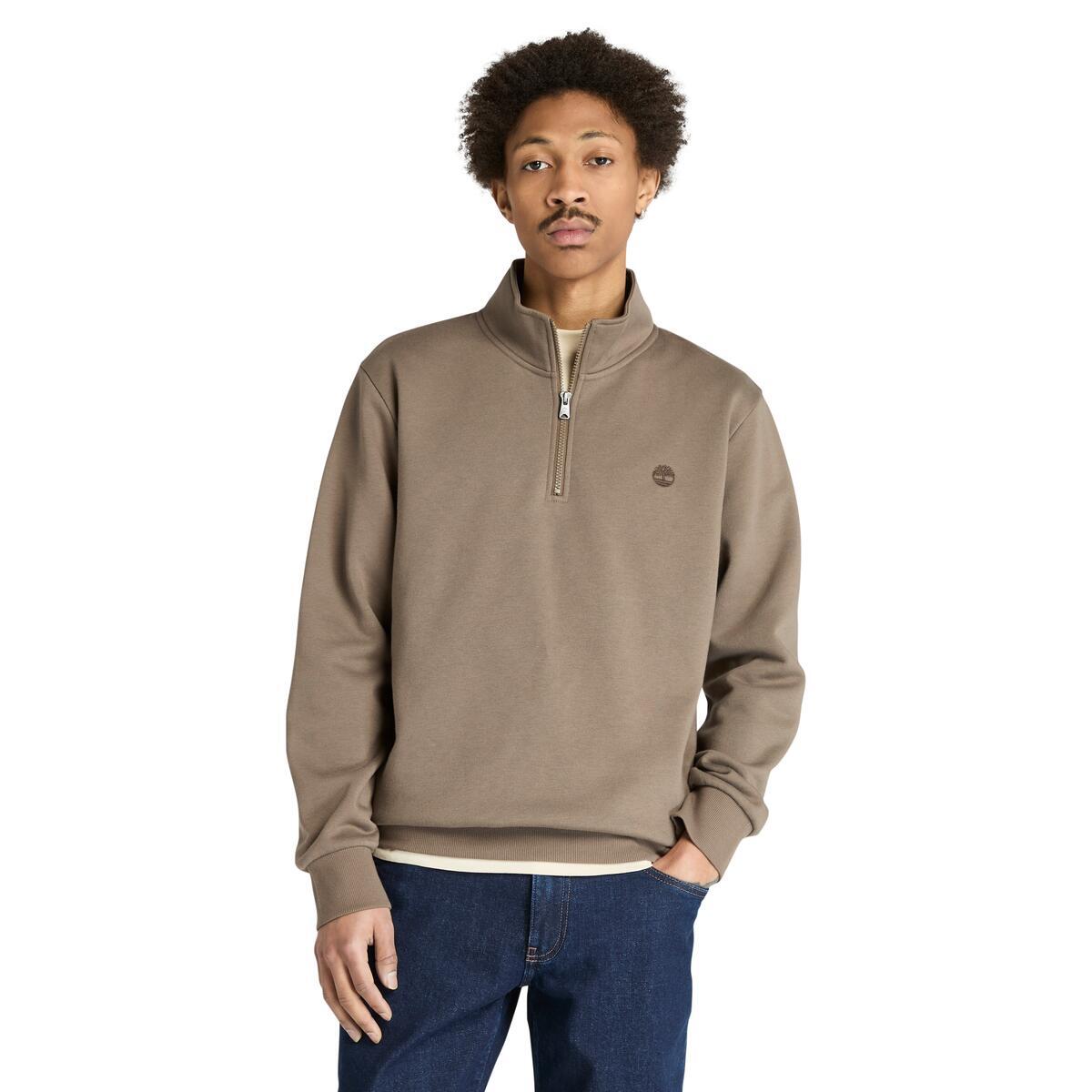 Oyster River Chest Logo Brushback 1/4 Zip Sweatshirt