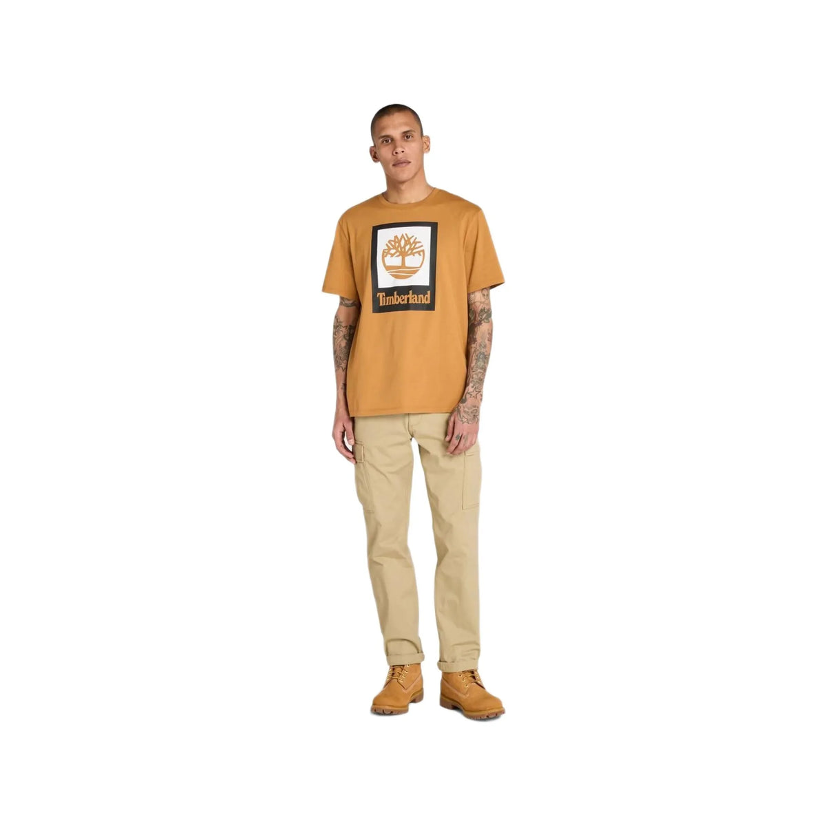 STACK LOGO Colored Short Sleeve Tee Wheat Boot