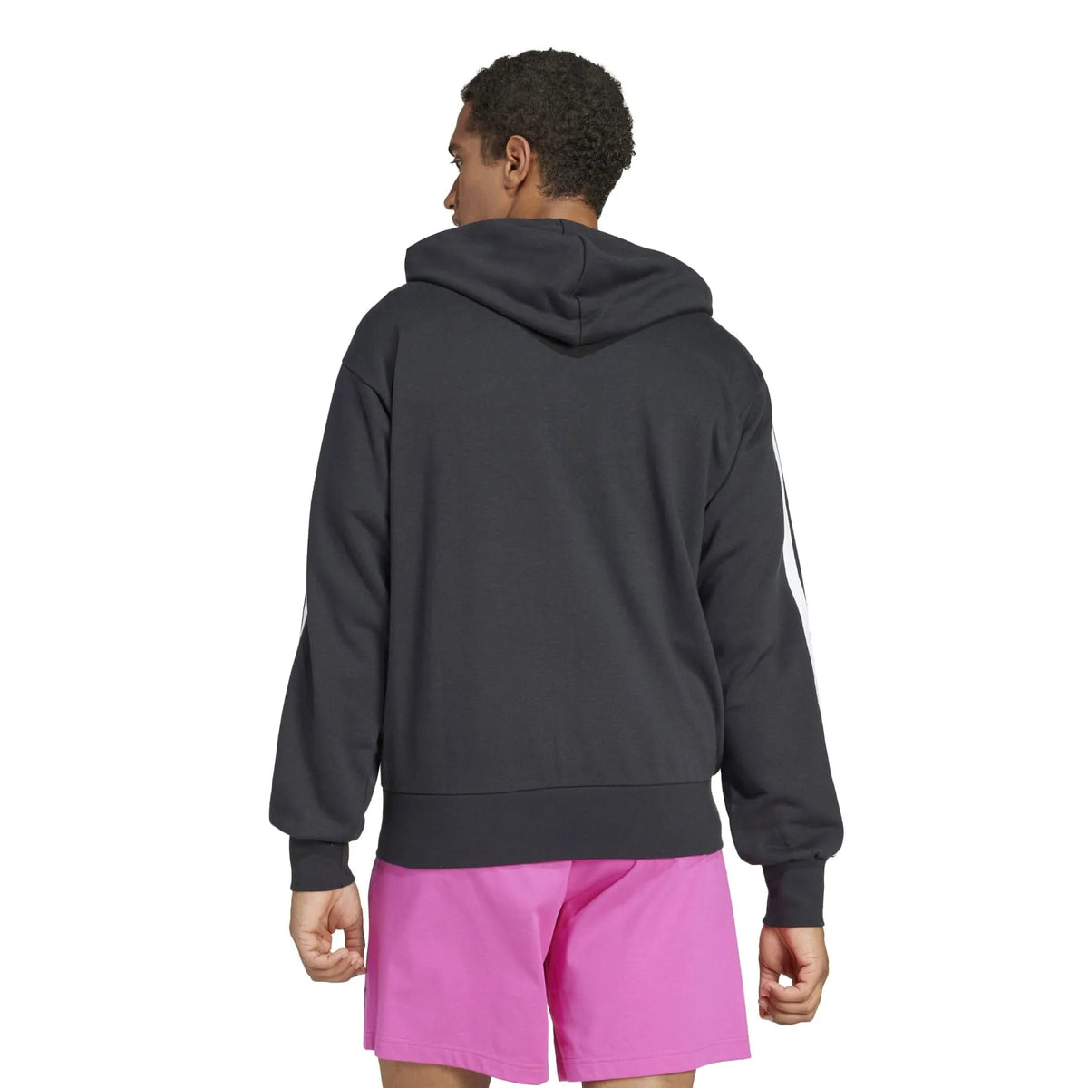 سترة Essentials 3-Stripes French Terry بسحاب كامل وغطاء للرأس
