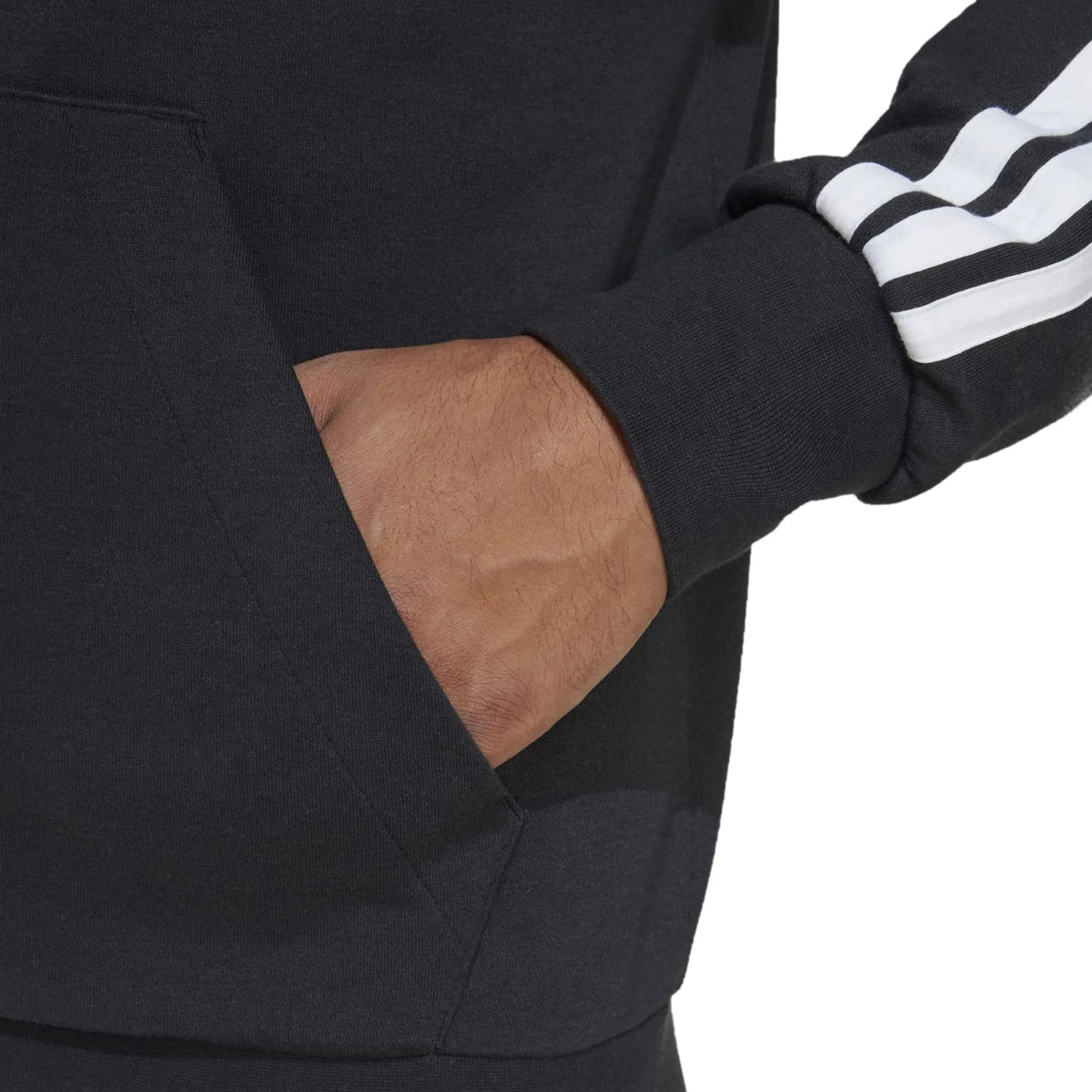 سترة Essentials 3-Stripes French Terry بسحاب كامل وغطاء للرأس