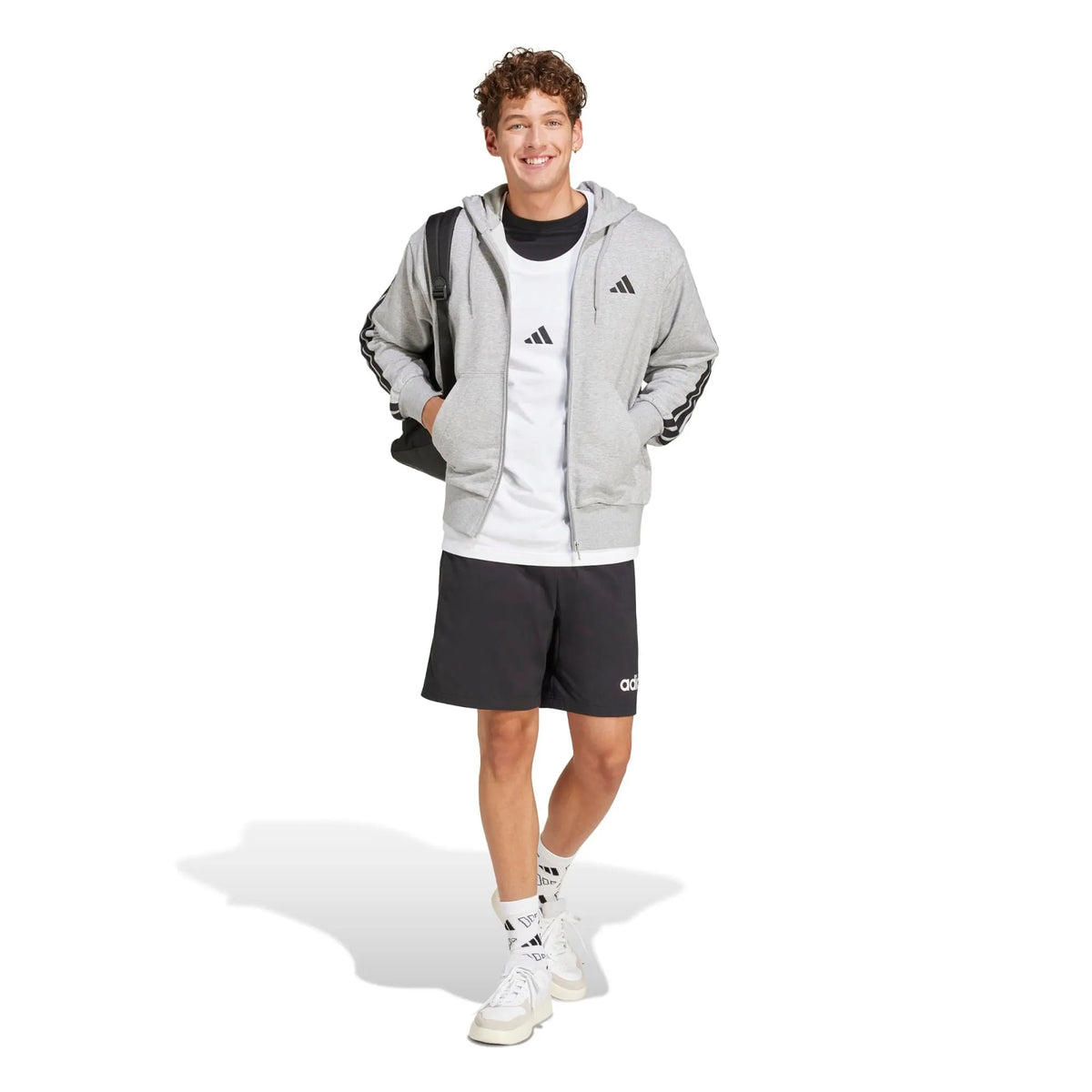 Essentials 3-Stripes French Terry Full-Zip Hoodie