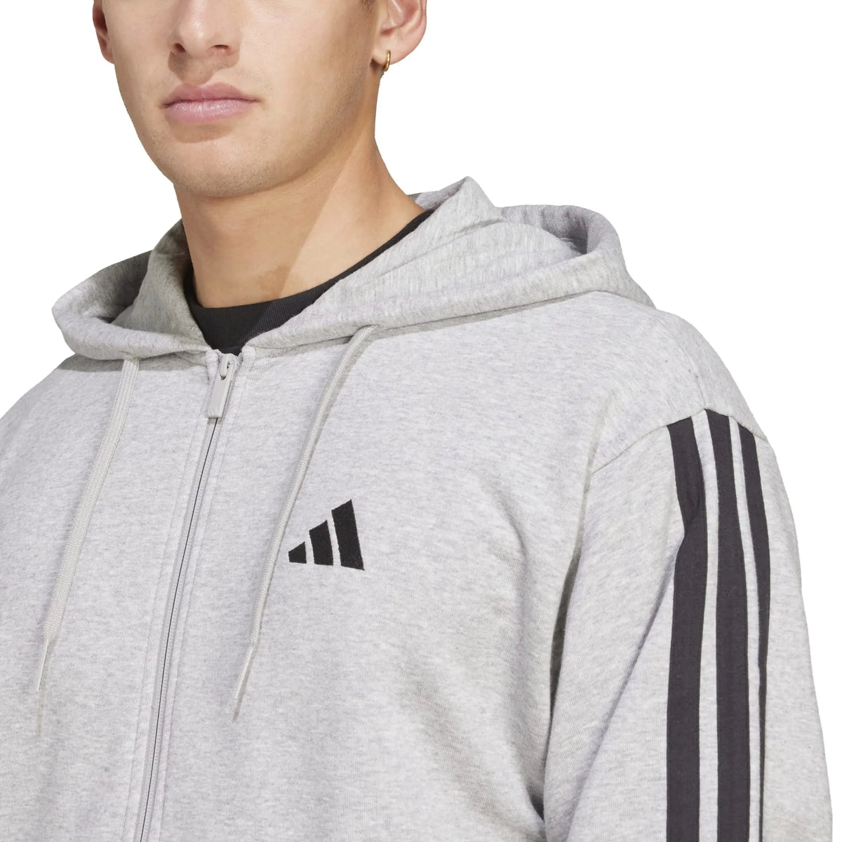 Essentials 3-Stripes French Terry Full-Zip Hoodie