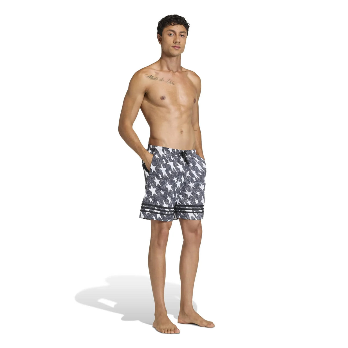 Denim Graphic 3 Stripes Swim Shorts 8-Inch