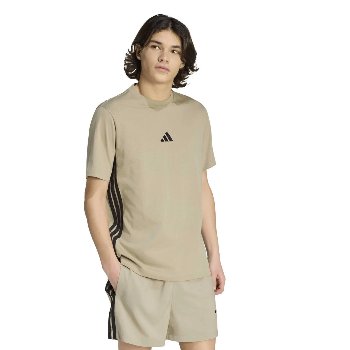 تيشيرت Essentials 3-Stripes من قماش الجيرسي المفرد